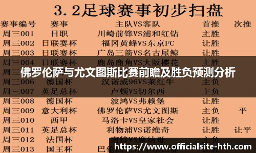 佛罗伦萨与尤文图斯比赛前瞻及胜负预测分析